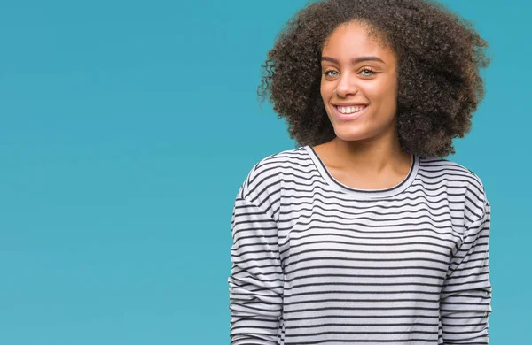 Mujer Afroamericana Joven Sobre Fondo Aislado Mirando Hacia Otro Lado — Foto de Stock