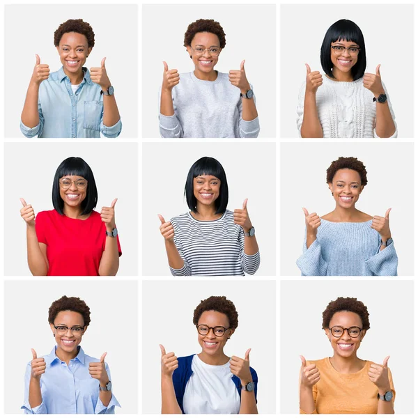 Jonge African American Vrouw Met Afro Haar Geïsoleerde Achtergrond Succes — Stockfoto