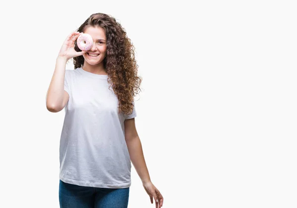 Mladá Brunetka Šťastný Obličej Stál Usmíval Důvěřivým Úsměvem Ukázal Zuby — Stock fotografie