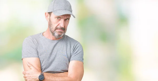 Guapo Mediana Edad Hoary Hombre Mayor Con Gorra Deportiva Sobre —  Fotos de Stock