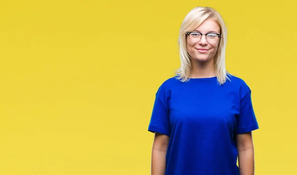 Junge Schöne Blonde Frau Mit Brille Über Isoliertem Hintergrund Mit — Stockfoto