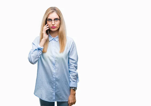 Young Beautiful Blonde Business Woman Calling Smartphone Isolated Background Confident — Stock Photo, Image