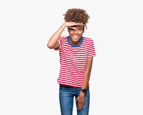 Hermosa Mujer Afroamericana Joven Sobre Fondo Aislado Muy Feliz Sonriente —  Fotos de Stock