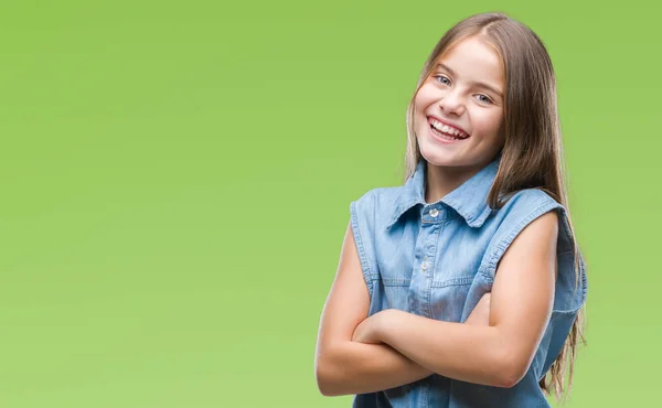 Young Beautiful Girl Isolated Background Happy Face Smiling Crossed Arms — Stock Photo, Image