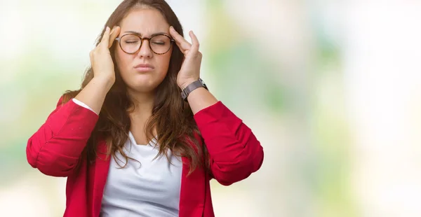 Hermosa Mujer Negocios Más Tamaño Joven Con Chaqueta Elegante Gafas — Foto de Stock