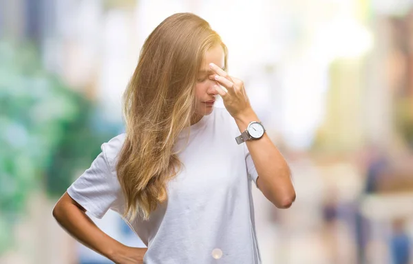 Young Beautiful Blonde Woman Wearing Casual White Shirt Isolated Background — Stock Photo, Image