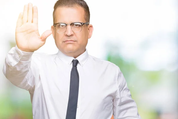 Middle Age Bussines Arab Man Wearing Glasses Isolated Background Doing — Stock Photo, Image