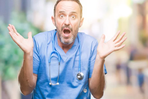 Middle Age Hoary Senior Doctor Man Wearing Medical Uniform Isolated — Stock Photo, Image