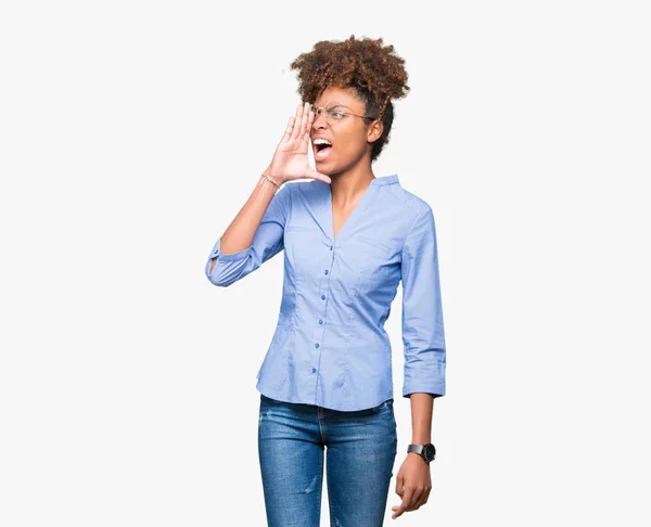 Beautiful Young African American Business Woman Isolated Background Shouting Screaming — Stock Photo, Image