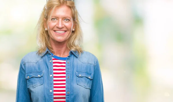 Middle Age Blonde Woman Isolated Background Happy Cool Smile Face — Stock Photo, Image