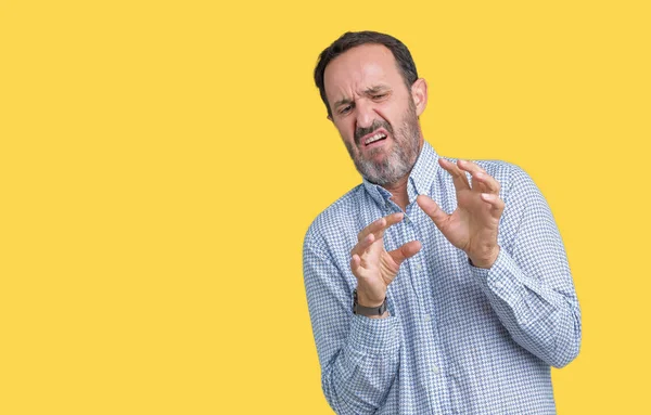 Guapo Mediana Edad Elegante Hombre Mayor Sobre Fondo Aislado Expresión —  Fotos de Stock