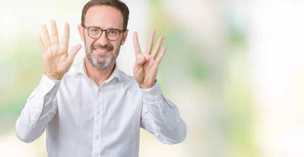 Bello Uomo Affari Anziano Elegante Mezza Età Che Indossa Occhiali — Foto Stock