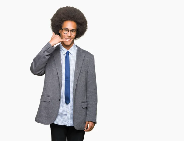 Jovem Homem Negócios Afro Americano Com Cabelo Afro Usando Óculos — Fotografia de Stock