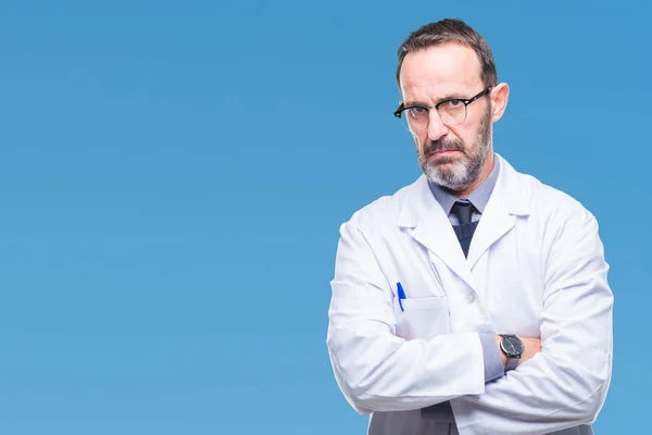 Hombre Profesional Alzado Mediana Edad Con Abrigo Blanco Sobre Fondo — Foto de Stock