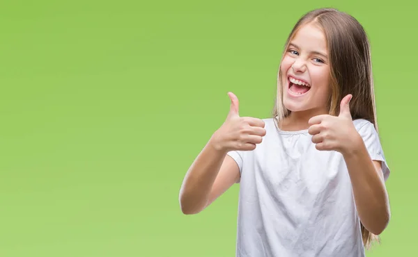 Junge Schöne Mädchen Über Isolierten Hintergrund Erfolgszeichen Tun Positive Geste — Stockfoto