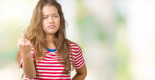 Junge Schöne Brünette Frau Trägt Streifen Shirt Über Isoliertem Hintergrund — Stockfoto