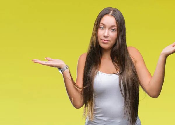 Mujer Hermosa Caucásica Joven Sobre Fondo Aislado Expresión Despistada Confusa — Foto de Stock