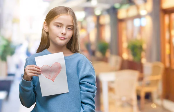 Молода Красива Дівчина Дарує Батькові Денну Листівку Червоним Серцем Над — стокове фото