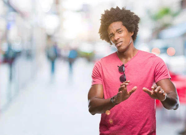 Uomo Afro Americano Sfondo Isolato Espressione Disgustata Dispiaciuto Timoroso Facendo — Foto Stock