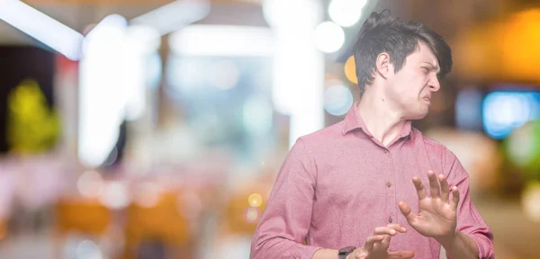 Young Handsome Business Man Isolated Background Disgusted Expression Displeased Fearful — Stock Photo, Image