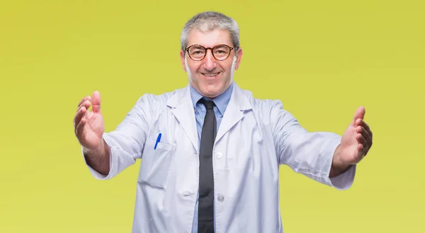 Szép Vezető Orvos Tudós Szakmai Ember Visel Fehér Kabát Fölött — Stock Fotó