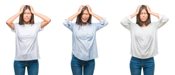 Çünkü Çaresiz Stresli Baş Ağrısı Acı Beyaz Izole Arka Plan — Stok fotoğraf