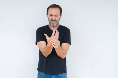 Elleri ve parmakları, artrit inflamasyon izole arka plan acı acı üst düzey adam