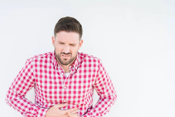 Junger Gutaussehender Mann Der Hemd Über Isoliertem Hintergrund Trägt Und — Stockfoto