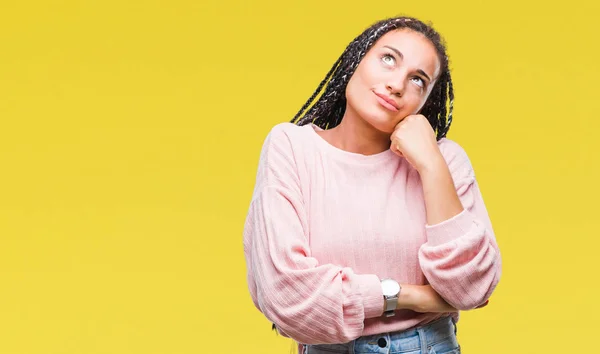 Junge Geflochtene Haare Afrikanisches Amerikanisches Mädchen Das Pullover Über Isoliertem — Stockfoto