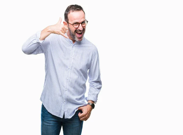 Middle Age Hoary Senior Man Wearing Glasses Isolated Background Smiling — Stock Photo, Image