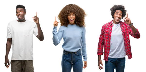 Collage Personas Afroamericanas Sobre Fondo Aislado Señalando Con Dedo Hacia —  Fotos de Stock