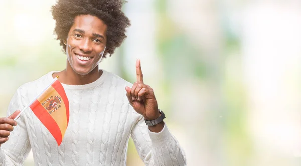 Vlag Van Afro Amerikaanse Man Van Spanje Geïsoleerd Achtergrond Verrast — Stockfoto