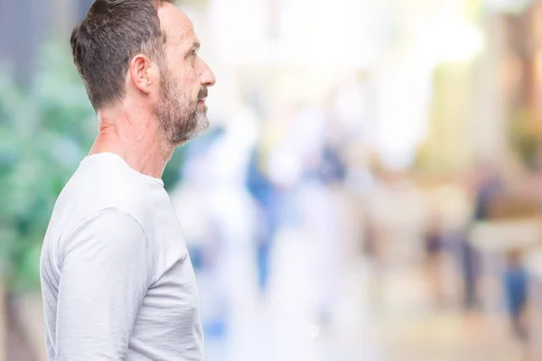 Middle Age Hoary Senior Man Wearing White Shirt Isolated Background — Stock Photo, Image