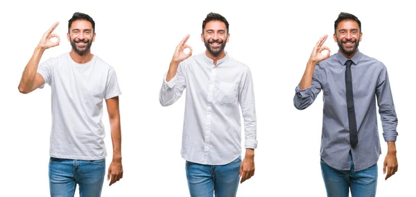 Collage Van Knappe Jonge Indiase Man Geïsoleerde Achtergrond Glimlachen Lachen — Stockfoto