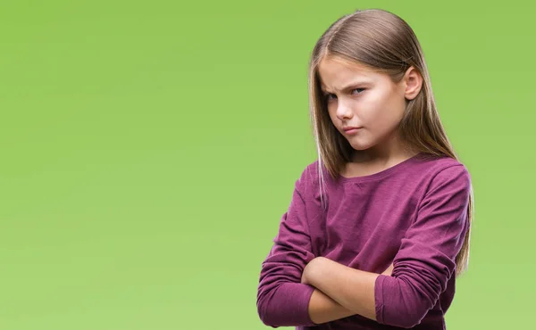 Menina Bonita Jovem Sobre Fundo Isolado Cético Nervoso Desaprovando Expressão — Fotografia de Stock