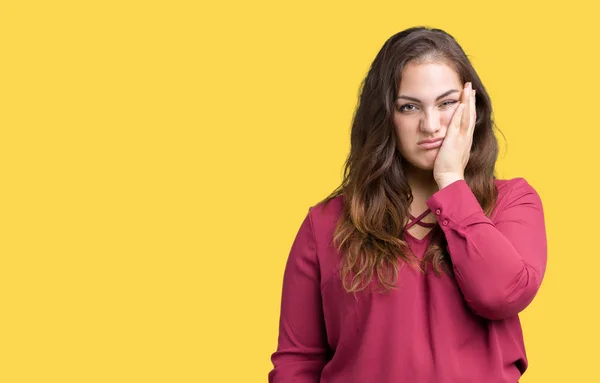 Schöne Size Junge Frau Mit Isoliertem Hintergrund Die Müde Und — Stockfoto