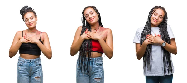 Colagem Cabelo Trançado Bonita Mulher Afro Americana Com Marca Nascimento — Fotografia de Stock