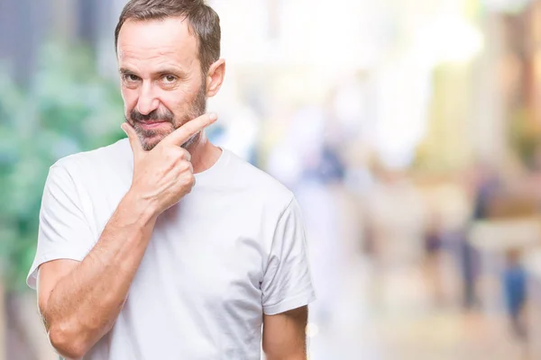 Homme Âgé Moyen Âge Portant Shirt Blanc Sur Fond Isolé — Photo