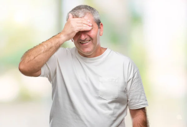 Gutaussehender Älterer Mann Mit Isoliertem Hintergrund Lächelnd Und Lachend Mit — Stockfoto