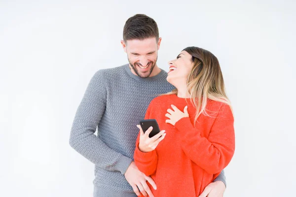 Casal Jovem Bonita Amor Beijando Abraçando Uns Aos Outros Usando — Fotografia de Stock