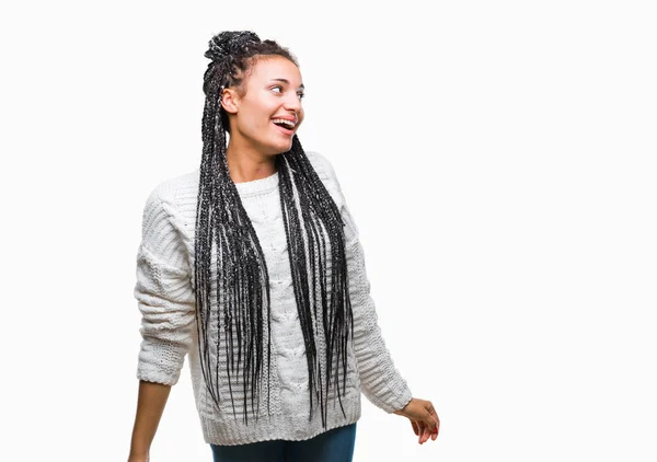 Молодий Плетінням Волосся Афро Американських Дівчата Носити Светр Над Ізольовані — стокове фото