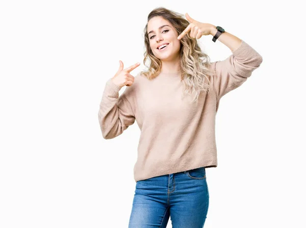 Beautiful Young Blonde Woman Wearing Sweatershirt Isolated Background Smiling Confident — Stock Photo, Image