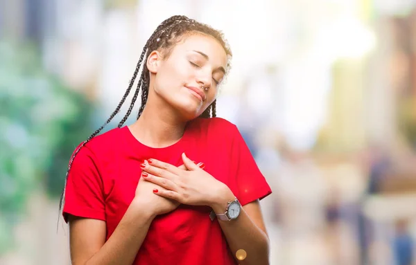 Young Gevlochten Hair Afrikaans Amerikaans Meisje Geïsoleerde Achtergrond Glimlachend Met — Stockfoto