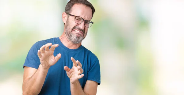 Bonito Hoary Meia Idade Homem Idoso Usar Óculos Sobre Fundo — Fotografia de Stock