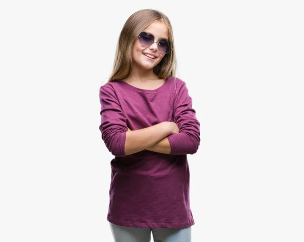 Young Beautiful Girl Wearing Sunglasses Isolated Background Happy Face Smiling — Stock Photo, Image