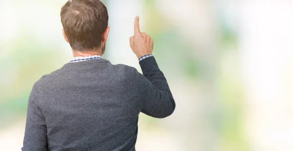 Bonito Homem Meia Idade Sênior Vestindo Uma Camisola Sobre Fundo — Fotografia de Stock