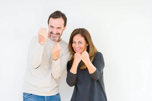 Hermosa Pareja Mediana Edad Amor Sobre Fondo Aislado Listo Para — Foto de Stock