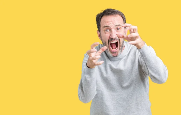 Hombre Mayor Mediana Edad Guapo Usando Una Sudadera Sobre Fondo — Foto de Stock