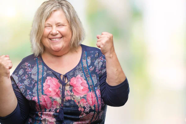 Senior Size Kaukasierin Mit Isoliertem Hintergrund Sehr Glücklich Und Aufgeregt — Stockfoto