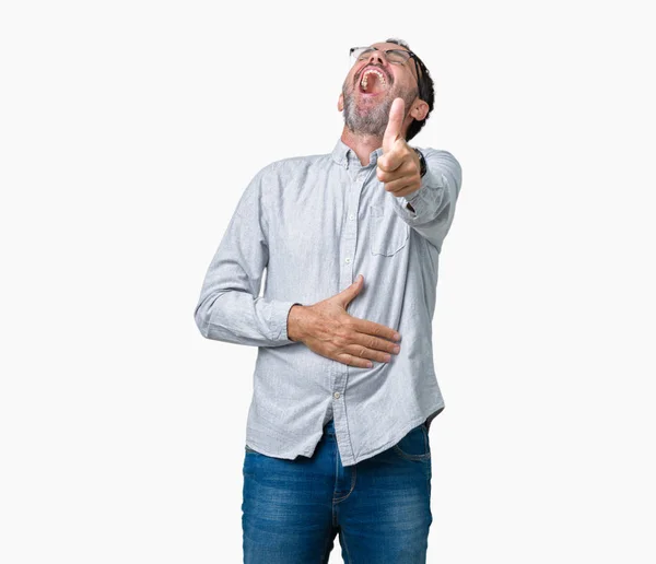 Guapo Mediana Edad Elegante Hombre Mayor Con Gafas Sobre Fondo — Foto de Stock